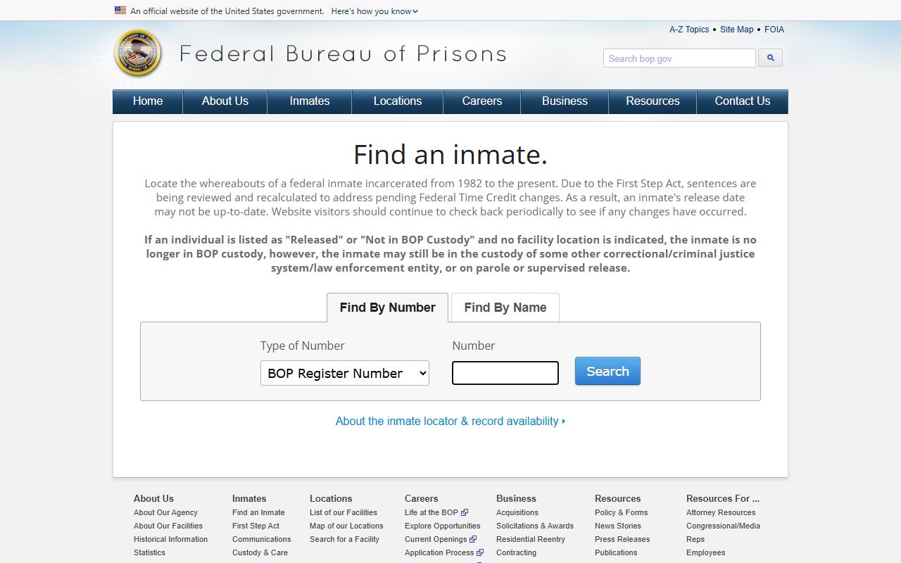 BOP inmate locator for FCI Beaumont Low federal inmate search